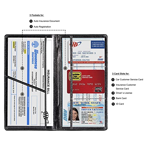 TOURSUIT Car Registration and Insurance Card Holder, Vehicle License Document Glove Box Compartment Organizer, Interior Car Accessories for Women Men Teens (Glitter Black) - Image 2