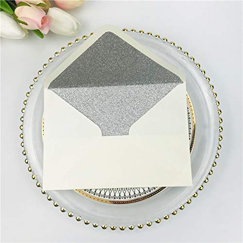 Lucky Star 25 PCS A7 Pearlescent Silver Glitter Envelope,5.35 x 7.7 inches,Perfect for 5x7 Wedding Invitation Cards,Greeting Invite (Pearl Ivory+Silver Glitter) - Image 4