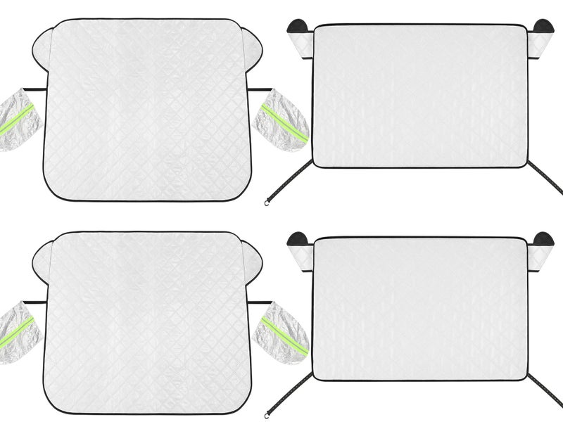 Datanly 4 Pcs Car Windshield Cover Set - All-Weather Front & Rear Protection with Magnetic Edges and Wing Mirror Covers for Cars, Trucks, Suvs - Fits Most Vehicles - Image 1