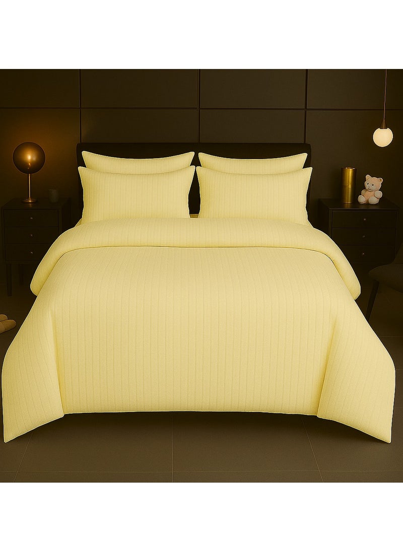 MAXQON 6-Piece Duvet Cover Set – Includes 1 Duvet Cover, 1 Fitted Sheet & 4 Pillowcases – King/Queen/Single Sizes, Color Cream  - Image 1