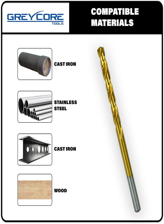 Greycore Tools 1/8 Inch x 6 Inch Cobalt Aircraft Extenions Bit - 2 Pack, Industrial Titanium Coating, Cobalt Drill Bits for Metal, Wood, Plastic - Image 3