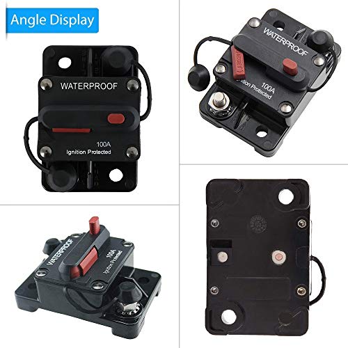 ANJOSHI 80 Amp Circuit Breaker 30A-300A with Manual Reset Waterproof Inline Fuse Inverter for Marine Trolling Motors Boat ATV Manual Power 12V-48VDC - Image 2
