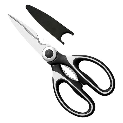iBELL FA048 Kitchen Scissor for Heavy Duty, Stainless Steel Multi-Function Scissors for Meat, Chicken, Fish, Vegetable (Black) - Image 1
