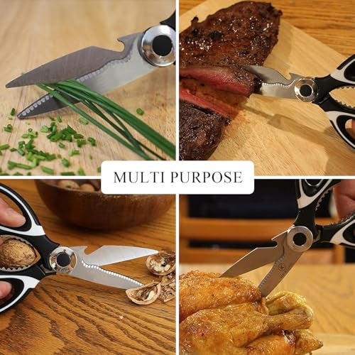 iBELL FA048 Kitchen Scissor for Heavy Duty, Stainless Steel Multi-Function Scissors for Meat, Chicken, Fish, Vegetable (Black) - Image 2