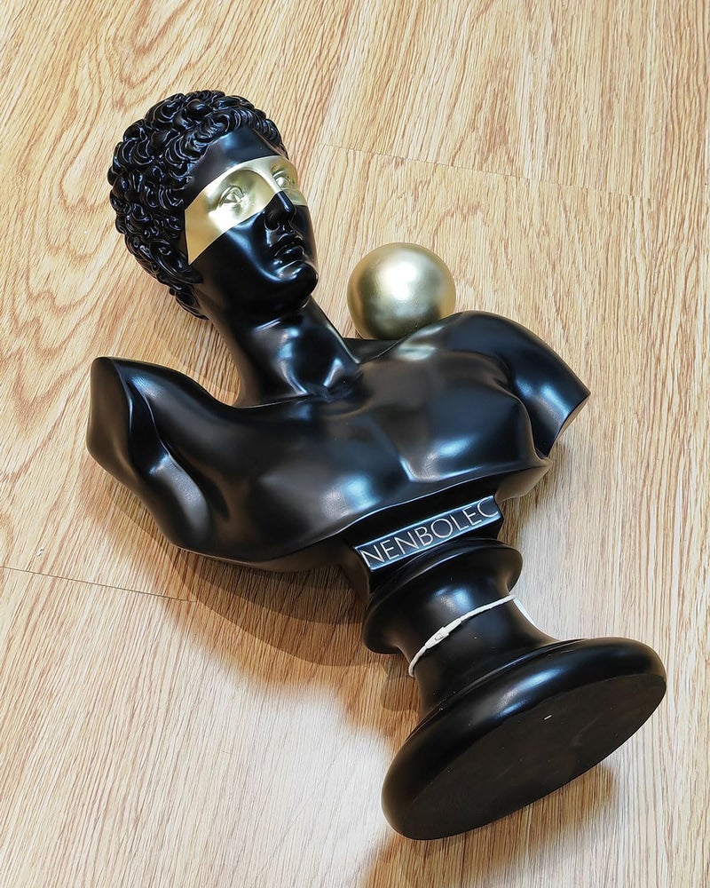 NENBOLEC Abstract Sculpture Decor Modern Arts Greek Bust Figurine Table Centerpiece Statue Polyresin Black 13.8 inch - Image 2