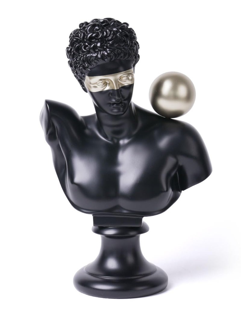 NENBOLEC Abstract Sculpture Decor Modern Arts Greek Bust Figurine Table Centerpiece Statue Polyresin Black 13.8 inch - Image 1