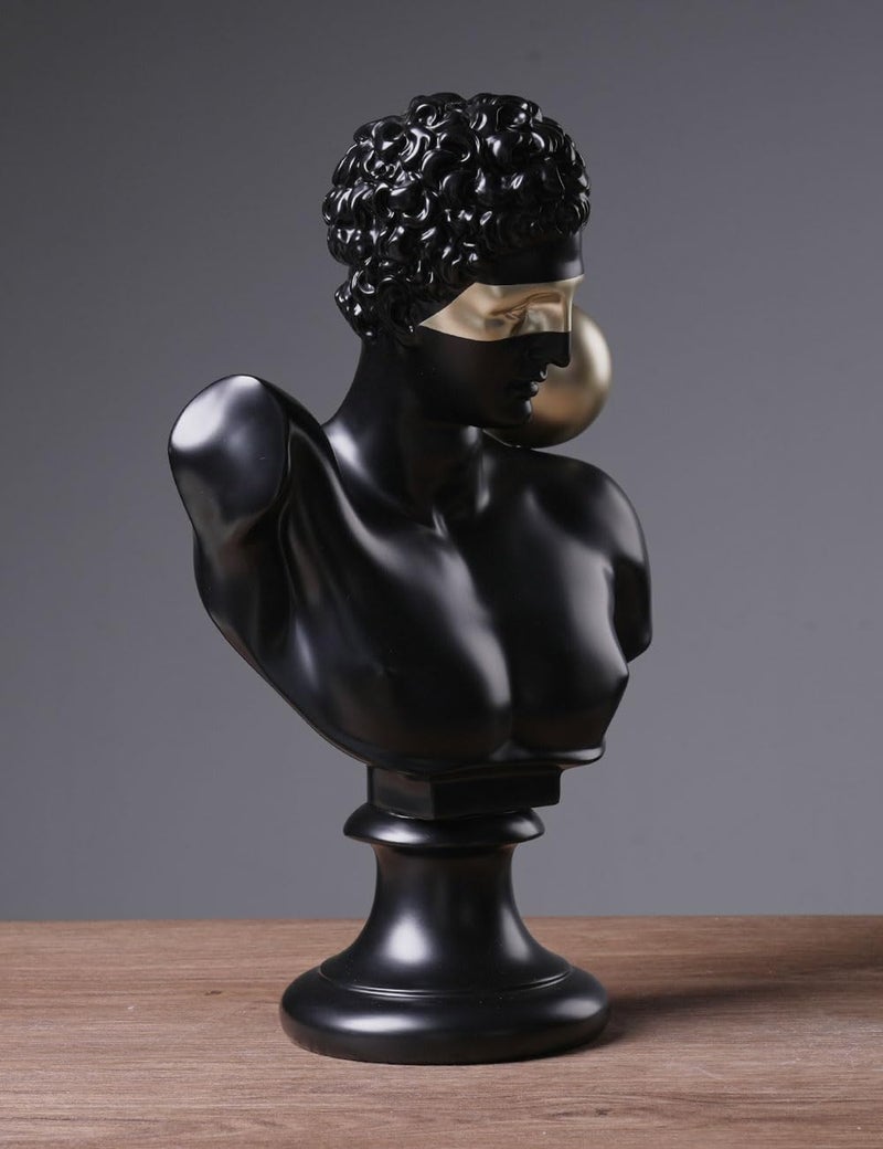NENBOLEC Abstract Sculpture Decor Modern Arts Greek Bust Figurine Table Centerpiece Statue Polyresin Black 13.8 inch - Image 5