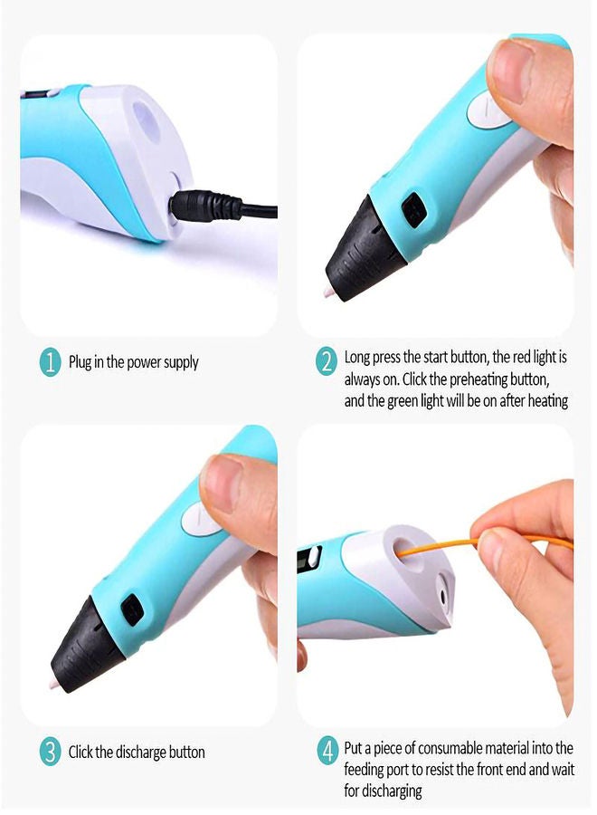 3D pen Professional 3D Printing Pen With PLA Filament Refills blue, GET A CUTE GIFT INSIDE :) :) :) - Image 2
