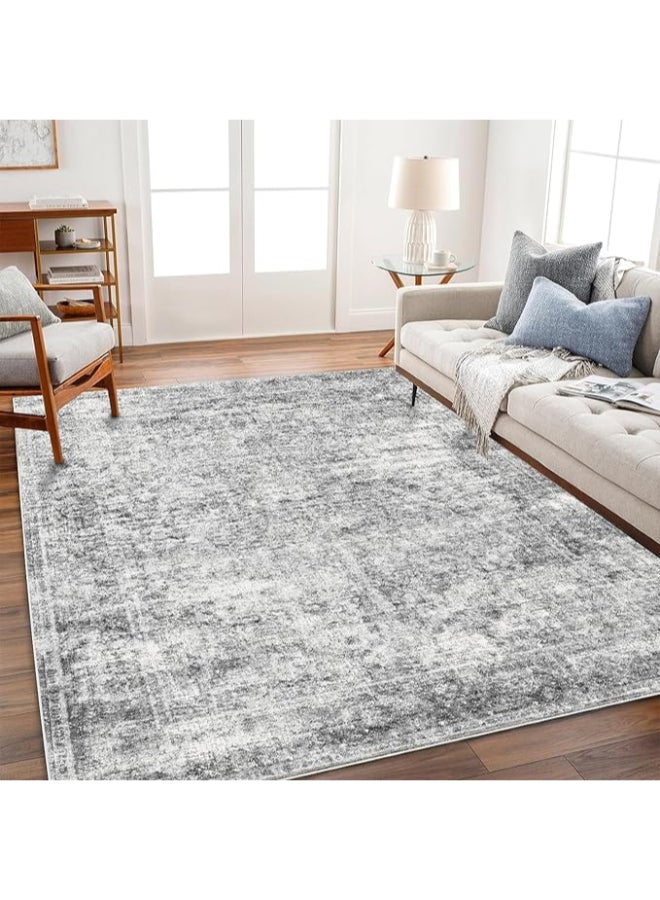ايست من نون Carpet Rug Anti-Slip- Size- 153 x 214 (5x7 ft) | Color- Grey |Vintage Traditional| Ideal as Carpets for Living room, Bedroom & Office - Image 2