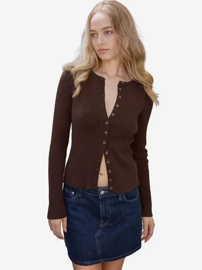 HICCUP Buttoned Basic Cardigan
