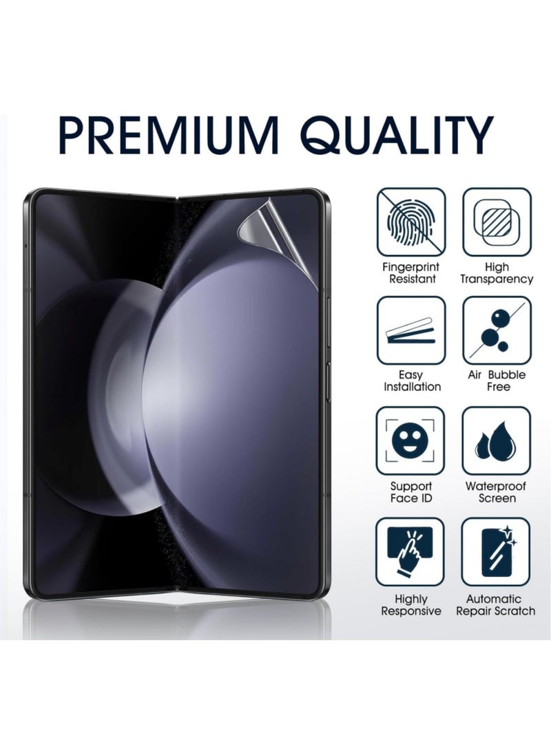 اووكاي [10 في 1] واقي شاشة Samsung Galaxy Z Fold 7، غشاء مرن من مادة TPU، 2 داخلي + 2 خارجي + 2 مفصل + 2 خلفي + 2 غشاء حماية مقوى للعدسة [خالي من الفقاعات عالية الدقة] - Image 2
