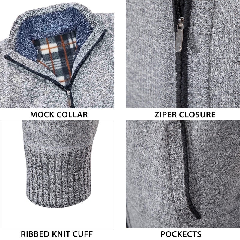 Mylldey Mens Sweater Cardigan Full Zip Knitted Long Sleeve Sweaters Men Workout Outfits(LightGray, M) - Image 4