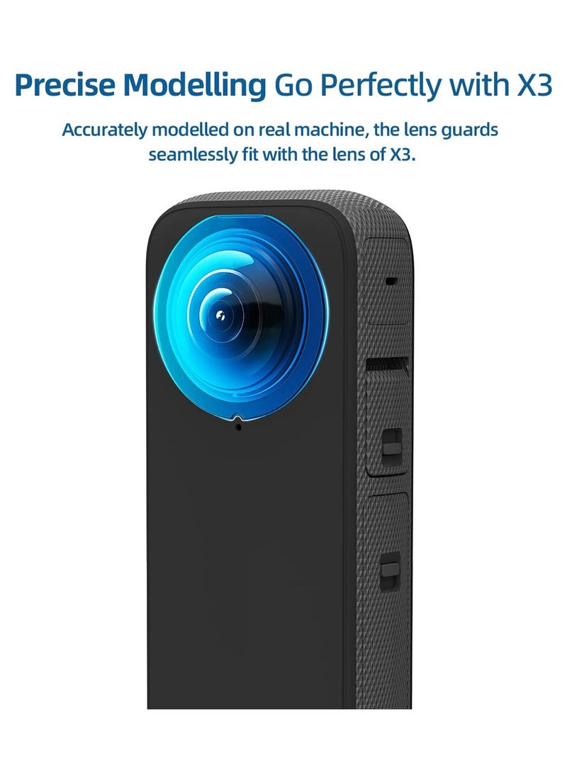 2 Pcs Lens Cap Protective Accessoris Lens Guard Protector Cover Adhesive Lens Protector Scratch Resistant High Transmittance for Insta360 X3 Panoramic Action Camera