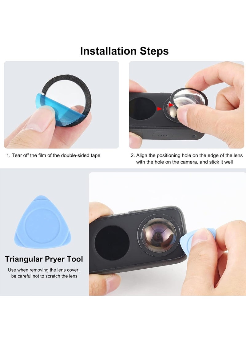 2 Pcs Lens Cap Protective Accessoris Lens Guard Protector Cover Adhesive Lens Protector Scratch Resistant High Transmittance for Insta360 X3 Panoramic Action Camera