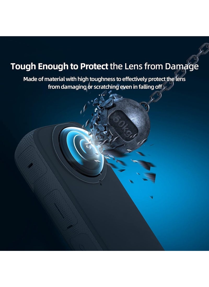 2 Pcs Lens Cap Protective Accessoris Lens Guard Protector Cover Adhesive Lens Protector Scratch Resistant High Transmittance for Insta360 X3 Panoramic Action Camera