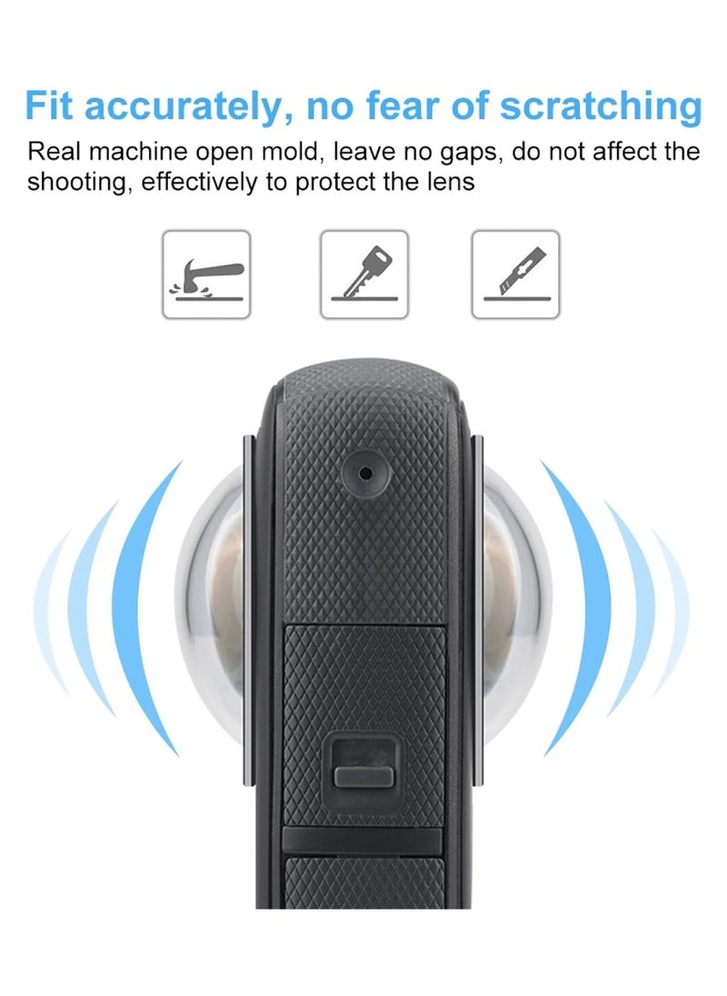 2 Pcs Lens Cap Protective Accessoris Lens Guard Protector Cover Adhesive Lens Protector Scratch Resistant High Transmittance for Insta360 X3 Panoramic Action Camera