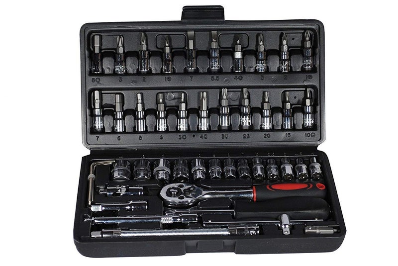 Paghadi PAGHADI 46 in 1 Pcs Tool Kit Screwdriver Set and Socket Set Wrench Set 14 inch Drive Socket Set Multi Purpose Combination Tool Case Precision Socket Set  - Image 3