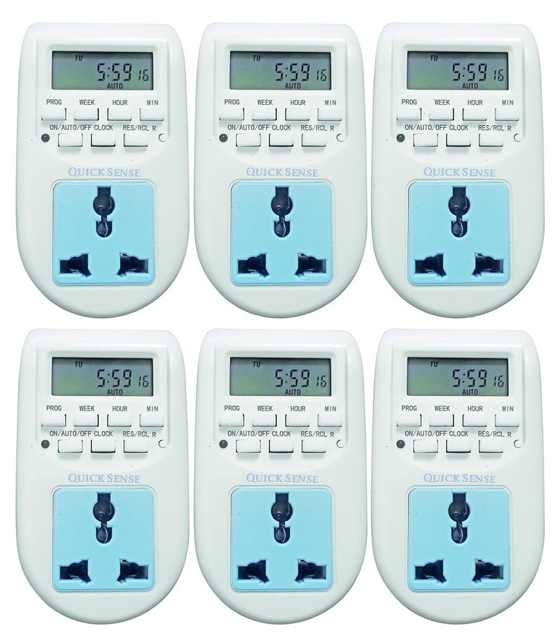Quick Sense (Qs-T1): Digital Programmable Electronic Timer for Mobile and Laptop Charging, Lighting Control (6 Pcs Pack) - Image 1