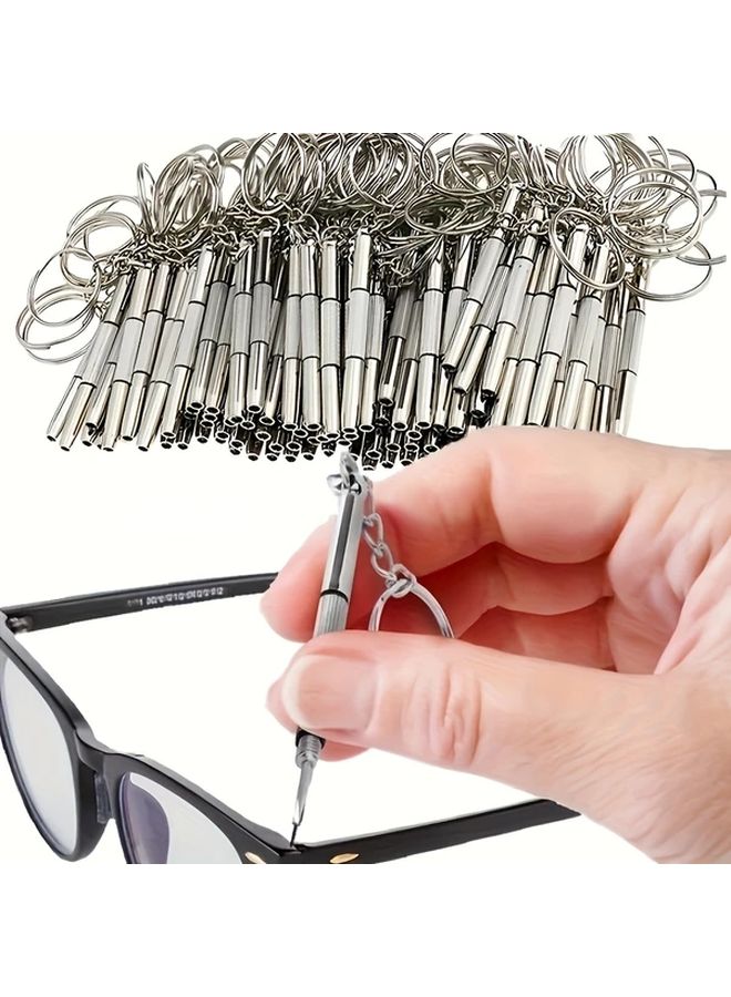 10Pcs Precision Eyeglass Screwdriver Set Portable Repair Tool Kit with Keychain - Image 1
