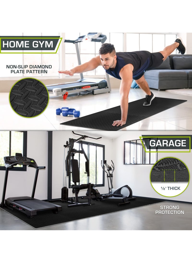 XiuWoo EVA Foam Puzzle Exercise Mat 30x30x1.2cm (12"x12"x0.5") - Non-Toxic Interlocking Floor Tiles for Home Gym/Yoga/Kids Playroom, Anti-Slip Foam Padding with Shock Absorption, Black (6 Tiles)  - Image 2