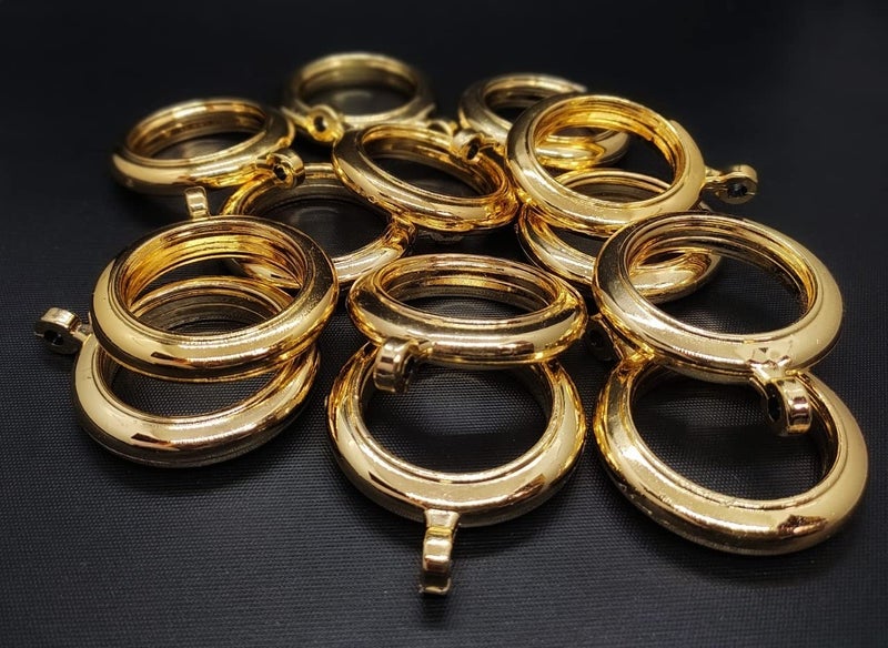 FAPBADRI Heavy Quality Plastic Curtain Rings Standard Size for Any 1 inch Curtain RodPipe Provision to Insert a Hook at The end of The Ring Colour Golden Glossy 50 Pieces - Image 1