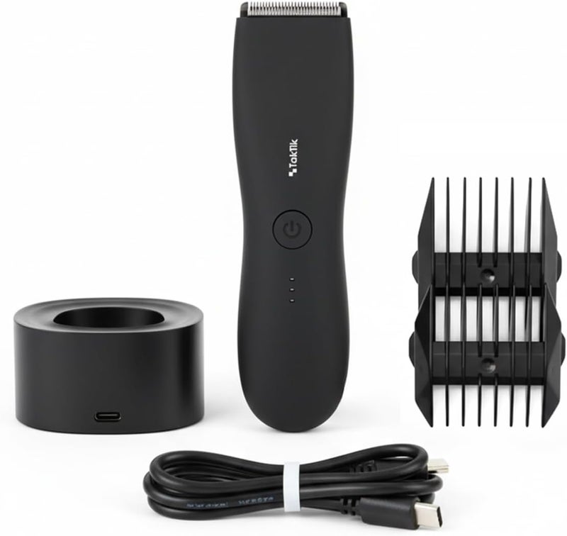 TakTik Body Hair Trimmers for Men – Waterproof Rechargeable Grooming Trimmer- Shaver for Men with SkinSafe Ceramic Blades, 800 mAh Type C, 90 Min Runtime – Safe for Chest, Back & Sensitive Areas - Image 1