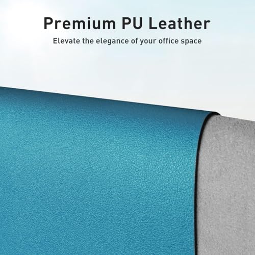 Aothia Leather Desk Pad Protector, Mouse Pad, Office Desk Mat, Non-Slip PU Leather Desk Blotter, Laptop Desk Pad, Waterproof Desk Writing Pad for Office and Home (Turquoise,23.6" x 13.7") - Image 2