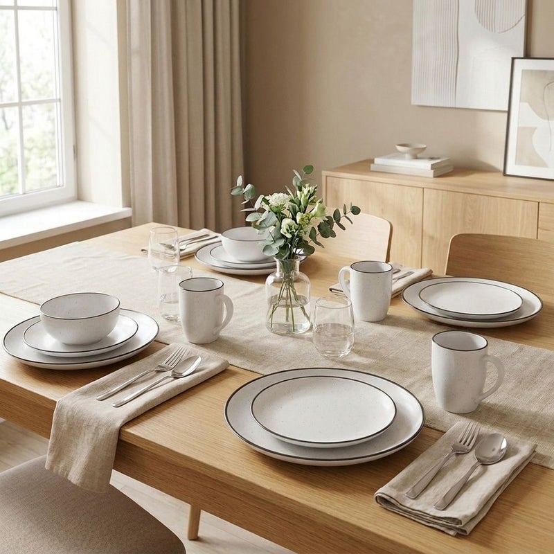 DANUBE HOME Noor 16-Piece Stoneware Dinner Set for Home Dining - Image 5