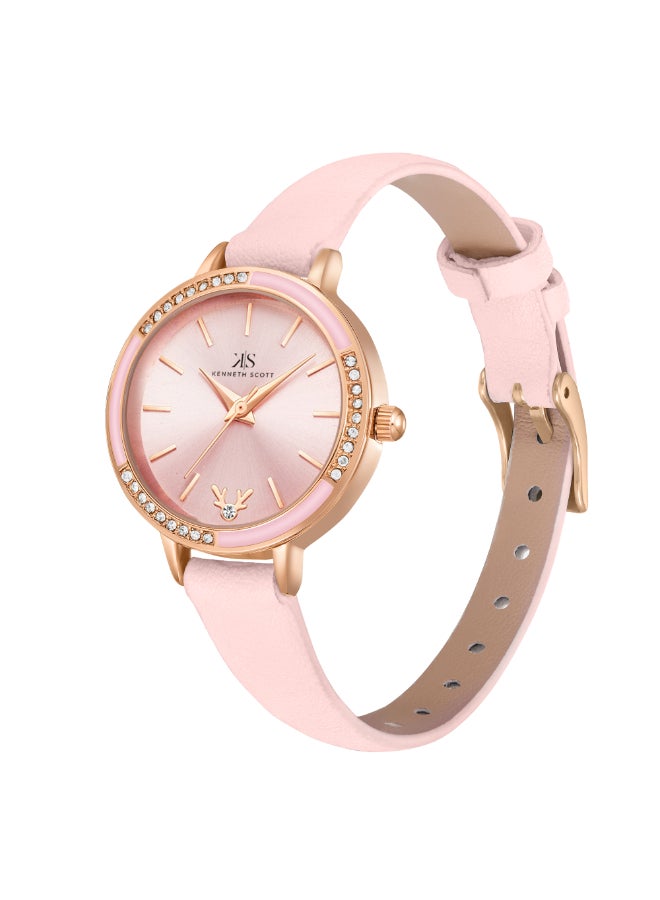 KENNETH SCOTT Women's Analog Round Shape Polyurethane Wrist Watch K23511-RLPP - 28 Mm - Image 2