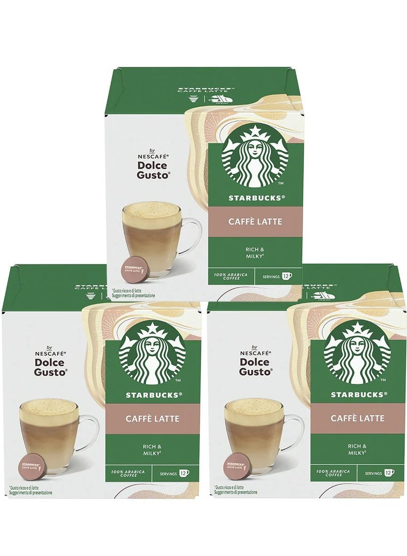 Starbucks Caffe Latte 12 Coffee Capsules 121.2g Pack of 3 - Image 1