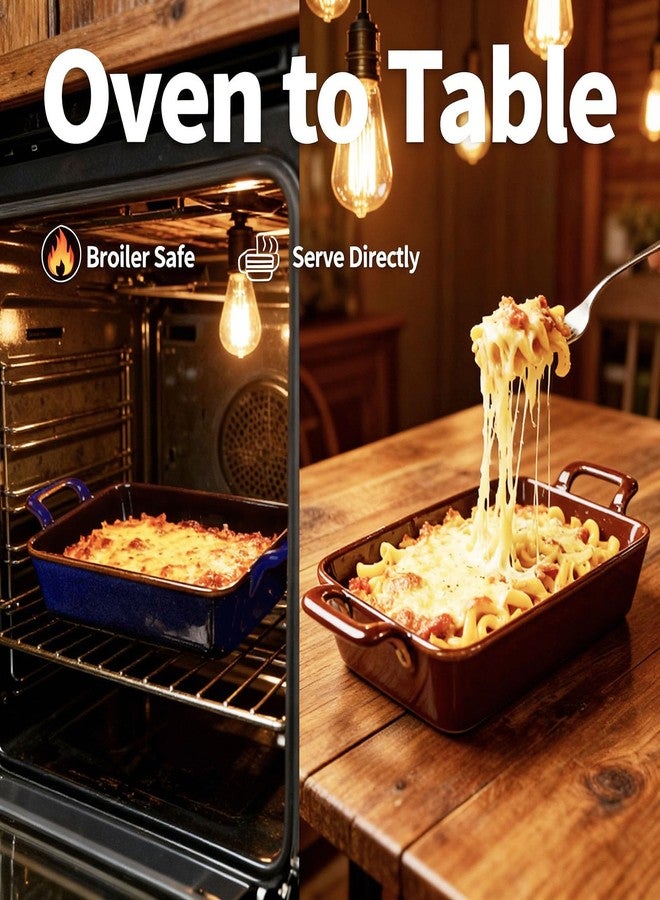 dingdaer 7 x 4 Au Gratin Baking Dishes for Oven Safe and Microwave Cooking and Baking, 2 piece, Heat Resistant Ceramic with Handles for Serving, Small Casserole Dish Set for 1 or 2 person servings, Blue - Image 3