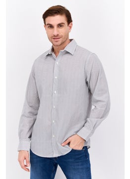 Van Heusen Men Regular Fit Long Sleeve Allover Print Dress Shirt, White  - Image 1