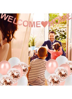 TBoxBo TBoxBo 15 Pcs Welcome Home Banner Rose Gold Glitter Welcome Back Balloon Banner Decorations Kit Welcome Home Decorations for Welcome Home Party Decorations, Welcome Home Sign  - Image 4