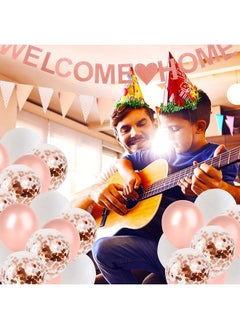 TBoxBo TBoxBo 15 Pcs Welcome Home Banner Rose Gold Glitter Welcome Back Balloon Banner Decorations Kit Welcome Home Decorations for Welcome Home Party Decorations, Welcome Home Sign  - Image 3