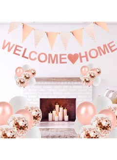 TBoxBo TBoxBo 15 Pcs Welcome Home Banner Rose Gold Glitter Welcome Back Balloon Banner Decorations Kit Welcome Home Decorations for Welcome Home Party Decorations, Welcome Home Sign  - Image 5