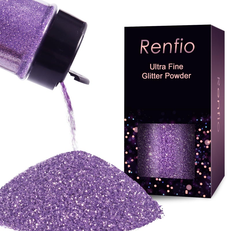 Renfio Ultra Fine Glitter Powder Metallic Resin Glitter 2.11 Oz (60g) PET Flakes Crafts Sequins 1/128" 0.008" 0.2mm Epoxy Chips Flakes for Tumblers Slime Decoration - Amethyst - Image 1