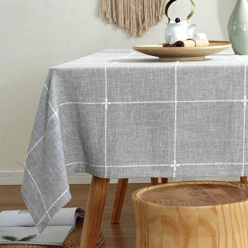 TruDelve Gray Cloth tablecloths Rectangle Table Cloths for 6 Foot Rectangle Tables Rustic Oblong Washable TableclothGrey86x52Rectangular