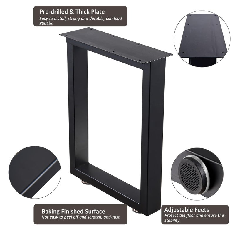 ALLCOS Bench Legs 16 Inch Metal Coffee Table Legs Heavy Duty Furniture Desk Chair Legs, Set of 2, Black - Image 3