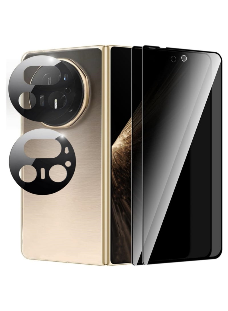 اووكاي [عبوة من 2+2] واقي شاشة متوافق مع هاتف Honor Magic V5 5G، عبوتان من غشاء زجاجي مقوى مضاد للتجسس + عبوتان من واقي عدسة الكاميرا، مقاوم للتجسس ومقاوم للخدش وخالٍ من الفقاعات، مناسب للجراب - Image 1