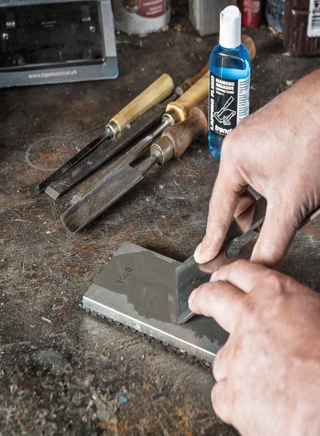 Trend New Diamond Sharpening Stone Kit, 8 x 3 Inch Double Sided (300/1000 Grit) Bench Stone with Pouch, Cleaning Block & Non-Slip Mat, DWS/CP8/FC/A - Image 3