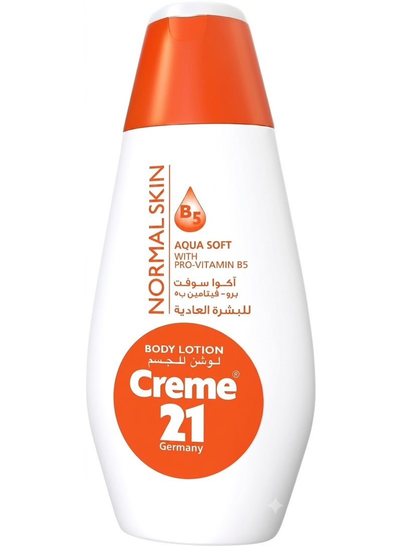 Creme 21 Aqua Soft Body Lotion for Normal Skin 250ml - Light Fast-Absorbing Moisturizer with Pro-Vitamin B5 for Soft, Hydrated Skin