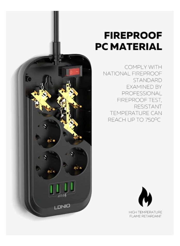LDNIO SE6403, 6 sockets, s/w, 10A / 2500 W 6 4 2 m 220 mm 109 mm 40 mm black - Image 4