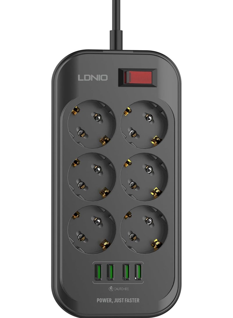LDNIO SE6403, 6 sockets, s/w, 10A / 2500 W 6 4 2 m 220 mm 109 mm 40 mm black - Image 2