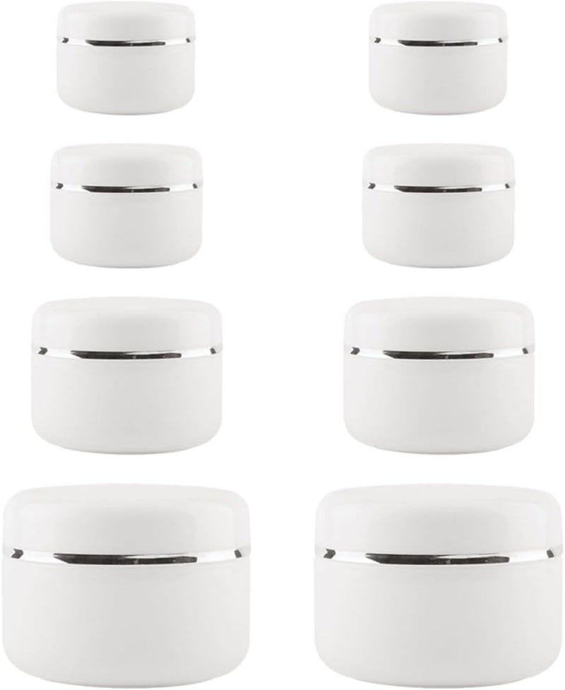 8pcs Facial Cream Boxes with Silver Edge, Small round Lotion Jars 20g 30g 50g 100g, Portable Cosmetic Sample Containers for Travel and Daily Skincare Storage - Image 1
