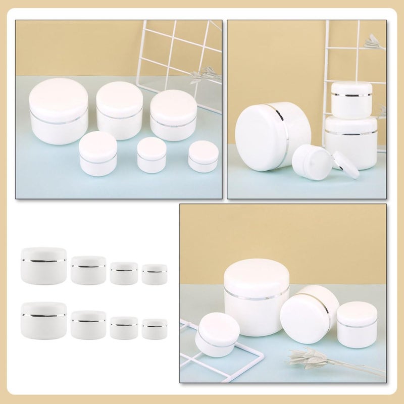 8pcs Facial Cream Boxes with Silver Edge, Small round Lotion Jars 20g 30g 50g 100g, Portable Cosmetic Sample Containers for Travel and Daily Skincare Storage - Image 3
