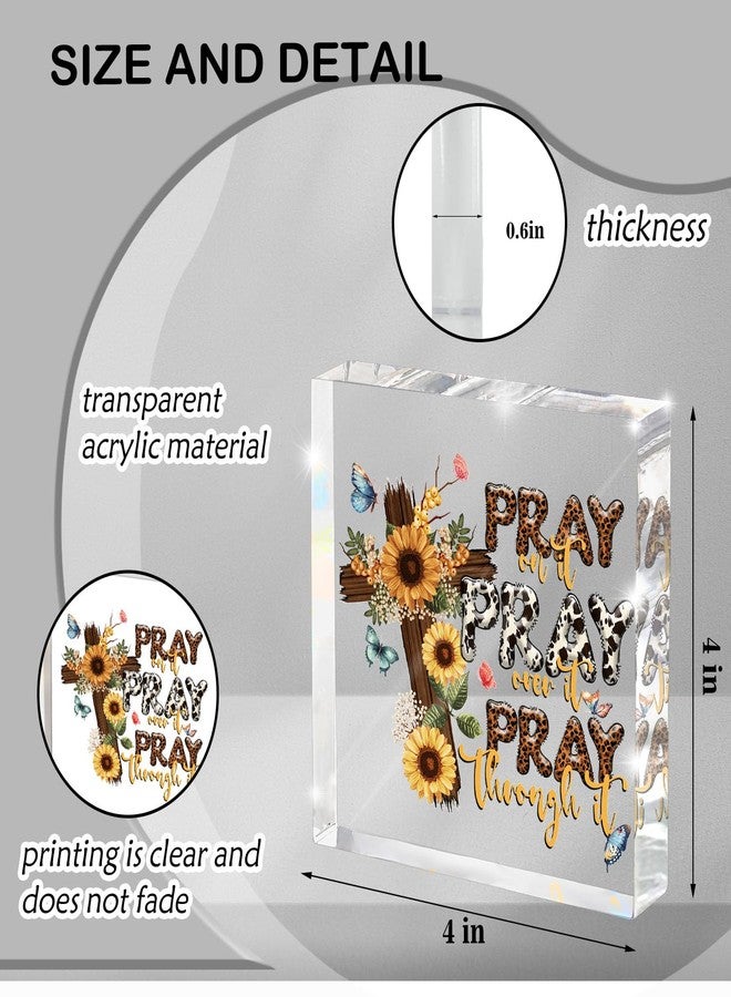 zaxek Power in Prayer Inspirational Decor, Pray Over It Bible Verse Wall Art Christian Gifts for Women, Scripture Desk Sign for Modern Home Office Room Bathroom Bedroom Decoration 4x 4 Inches (Leopard) - Image 2