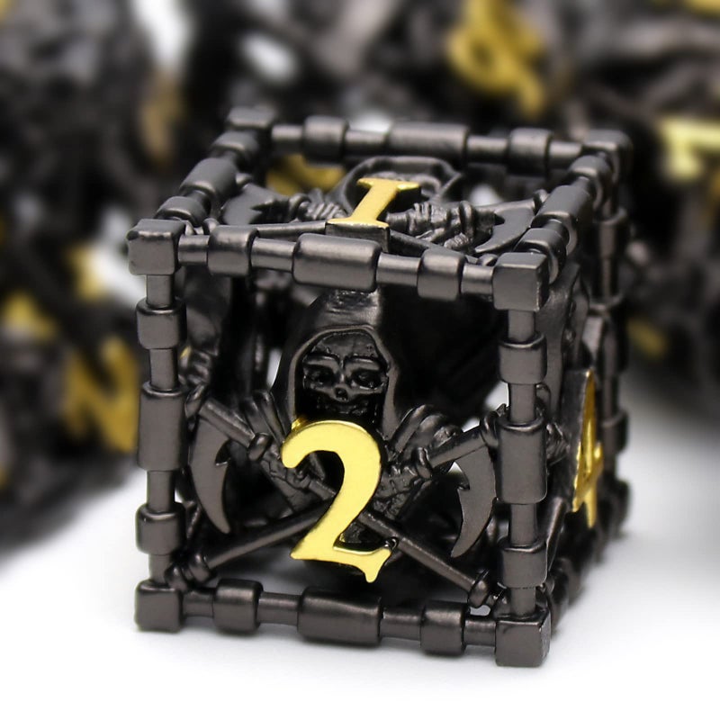 HNCCESG DND Dice Dungeons and Dragons Dice Metal Polyhedral Dice Set Role Playing DD Dice HNCCESG Hollow Grim Reaper Gaming for RPG Table Game Black - Image 3