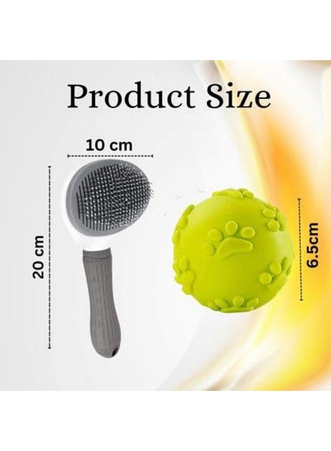 مجموعة 2 في 1 من فرشاة تنظيف الكلاب وكرة صرير للكلاب - (كرة المخلب + فرشاة تنظيف بيضاوية) | لعبة كرة صرير للكلاب وفرشاة تنظيف الكلاب - Image 2
