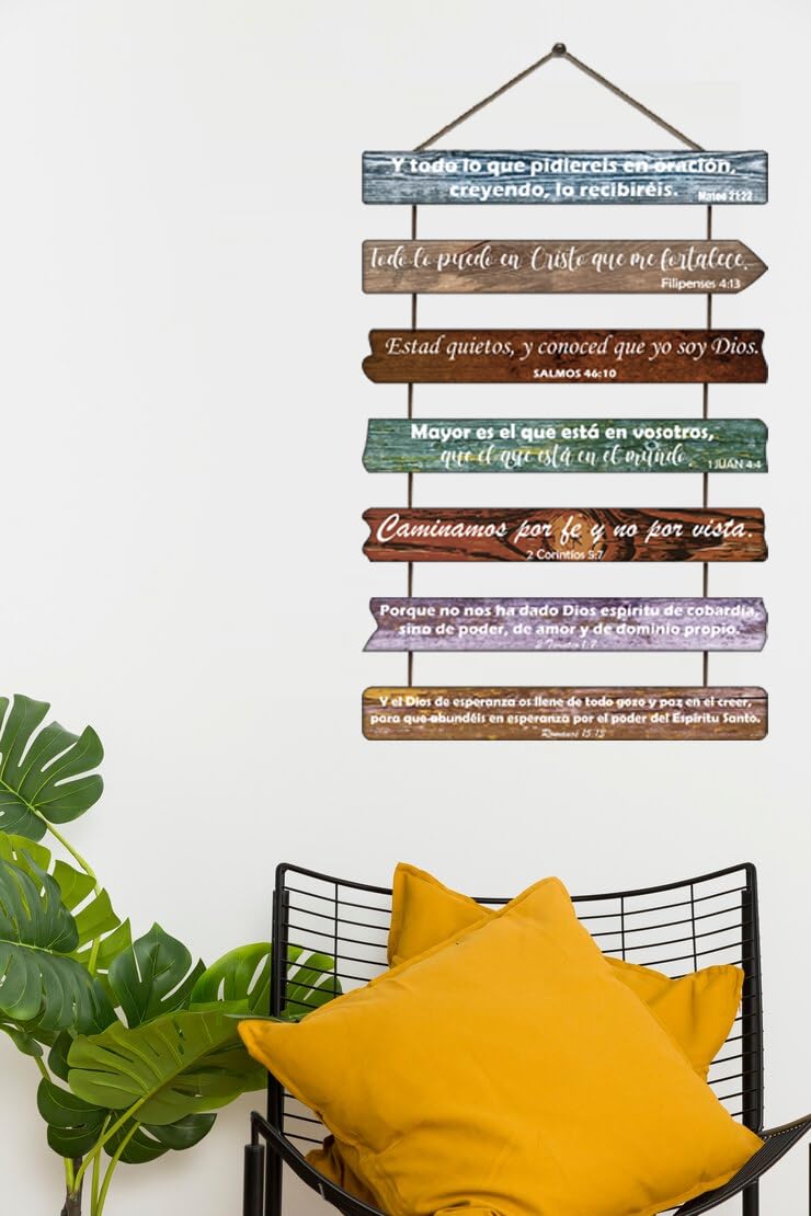 1step2dream Spanish Christian Gift Rustic Wooden Bible Verses Wall Art for Office, Bathroom, Bedroom, Farmhouse Kitchen, Living Room, and Women's Spaces - Image 2