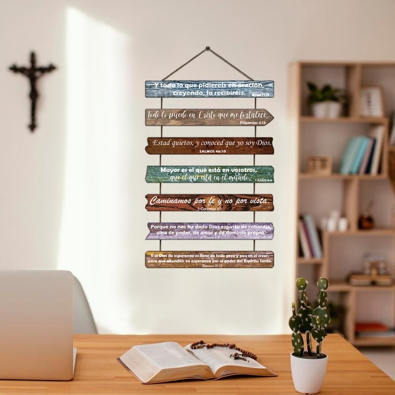 1step2dream Spanish Christian Gift Rustic Wooden Bible Verses Wall Art for Office, Bathroom, Bedroom, Farmhouse Kitchen, Living Room, and Women's Spaces - Image 3